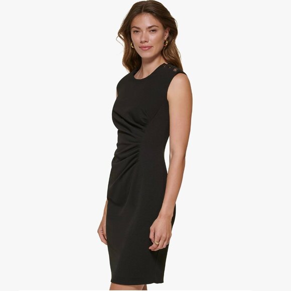 NWT DKNY Jewel Neck Sleeveless Short Length Sheath Dress (Black) - Size 12 - Picture 8 of 8